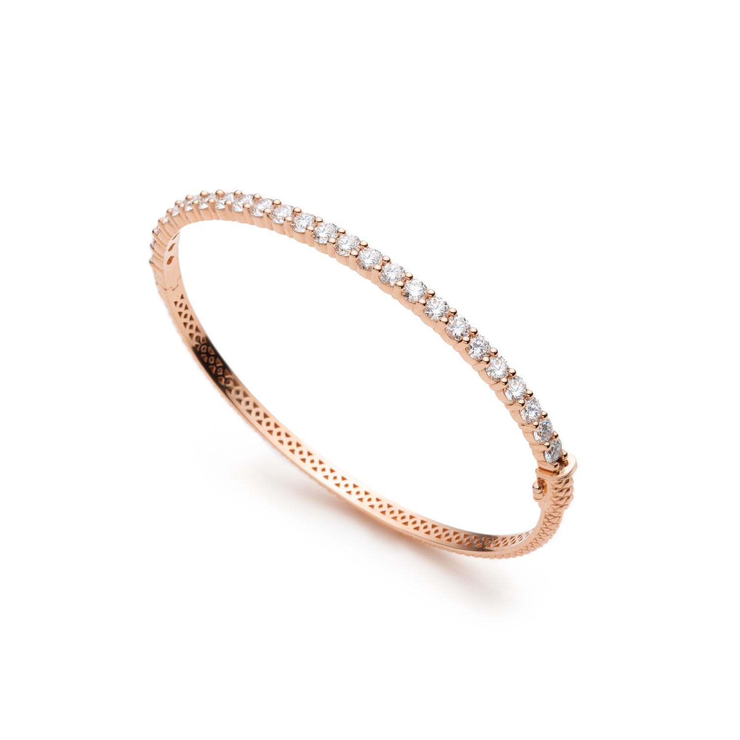 Mermaid Scales Motif Diamond Bangle in Rose Gold Side View