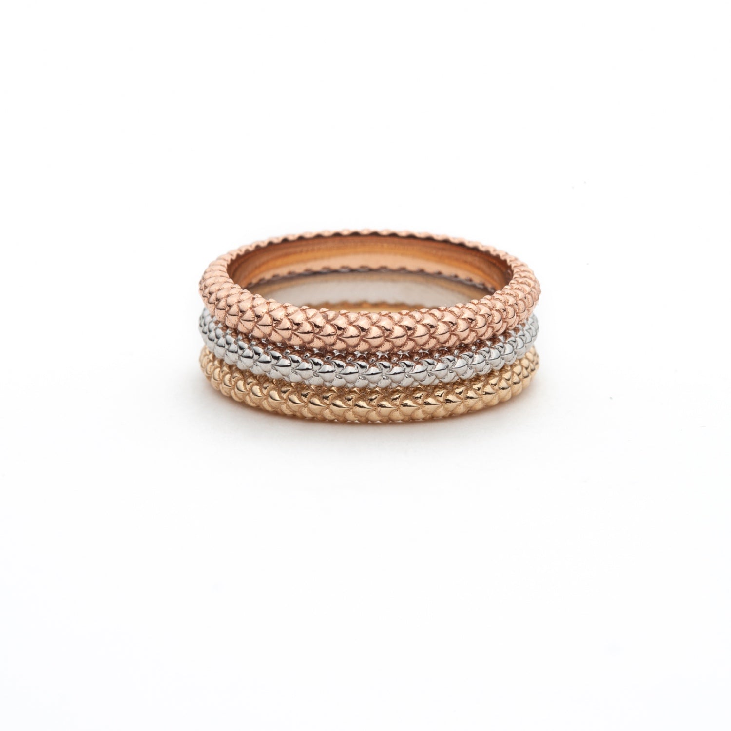 Mermaid Scales Motif Stackable Band in Different Gold Colours