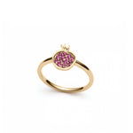Mini Pomegranate Ruby Pavé Motif Ring in Yellow Gold