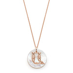 Mother of Pearl Armenian Initial Large Pendant in Rose Gold