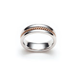 Narrow Twist Polished Finish 8-9 mm Mixed Metal Wedding Band in Rose and White Gold