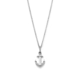 Nautical Anchor and Rope Pendant in White Gold