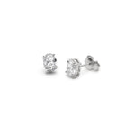 Oval-Shaped Diamond Four-Prong Basket Stud Earrings in White Gold