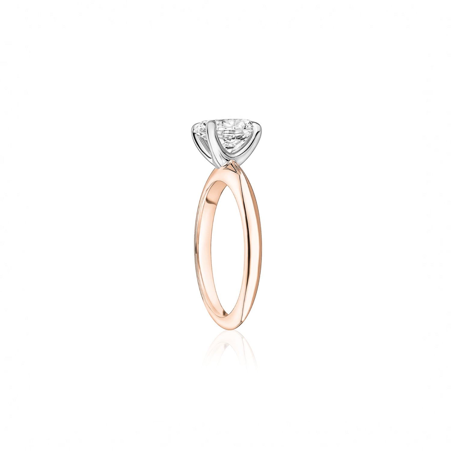 Oval-Shaped Diamond Solitaire Engagement Ring in Rose Gold Side View