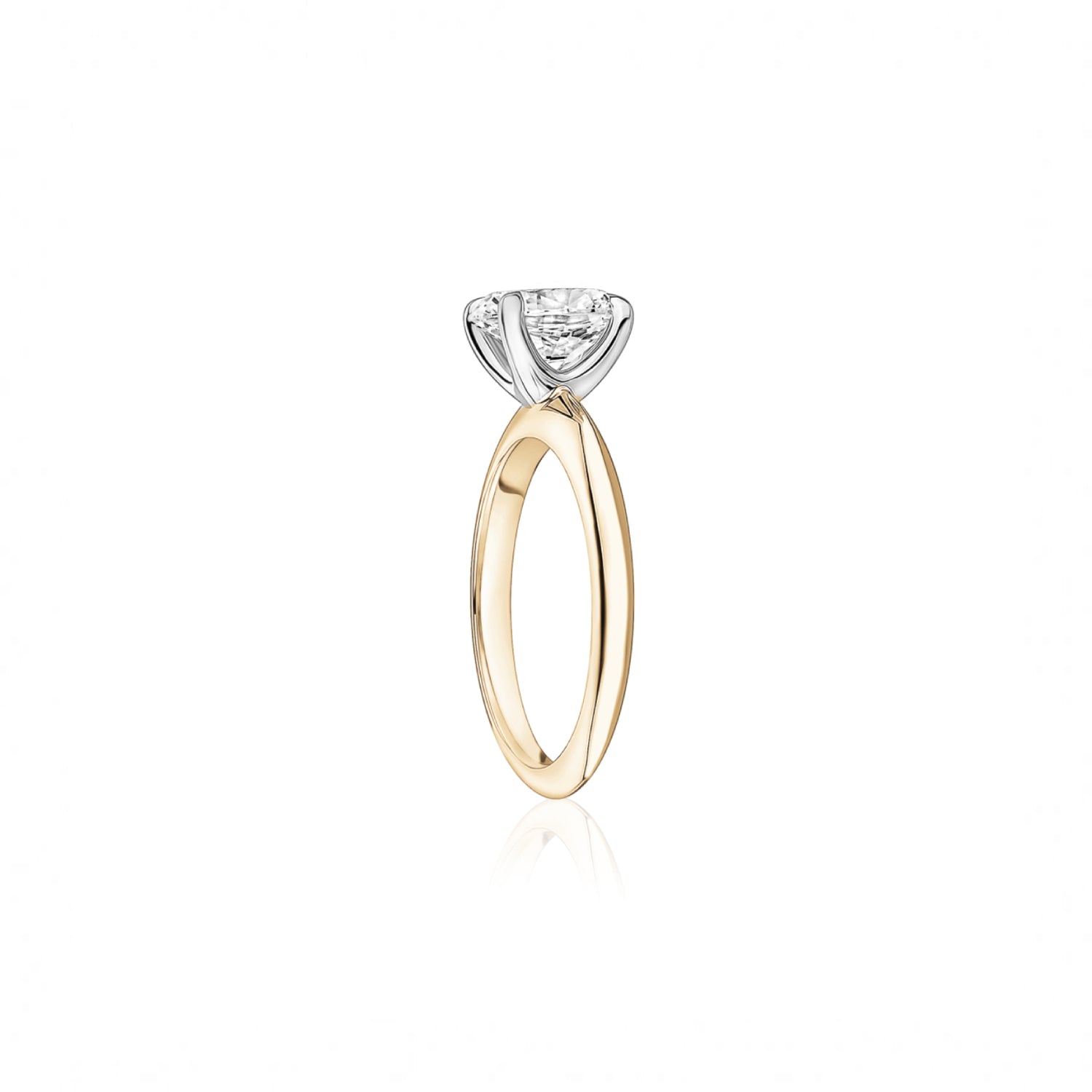 Oval-Shaped Diamond Solitaire Engagement Ring in Yellow Gold Side View