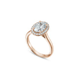 Oval-Shaped Lab-Grown Diamond Halo Engagement Ring in Rose Gold Side View