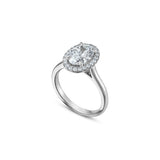 Oval-Shaped Lab-Grown Diamond Halo Engagement Ring in White Gold Side View