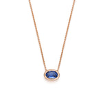 Oval-Shaped Sapphire Bezel Necklace in Rose Gold