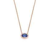 Oval-Shaped Sapphire Bezel Necklace in Rose Gold