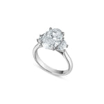 Oval and Half-Moon Cut Lab-Grown Diamond Three-Stone Engagement Ring in White Gold Side View