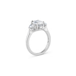 Oval and Heart-Shaped Diamond Three-Stone Engagement Ring in White Gold Side View