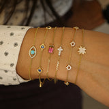 Bracelet œil maléfique pavé diamants et turquoise