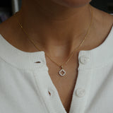 Step Motif Diamond Pavé Pendant Necklace