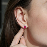 Pear Shaped Ruby Studs with Diamond Tiara