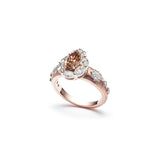 Pear-Shaped Chocolate Diamond Halo Signature Engagement Ring