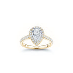 Pear-Shaped Diamond Halo Engagement Ring in Yellow Gold