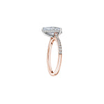 Pear-Shaped Diamond Hidden Halo Engagement Ring in Rose Gold Side View