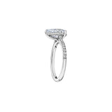 Pear-Shaped Diamond Hidden Halo Engagement Ring in White Gold Side View