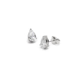 Pear-Shaped Diamond Three-Prong Basket Stud Earrings in White Gold