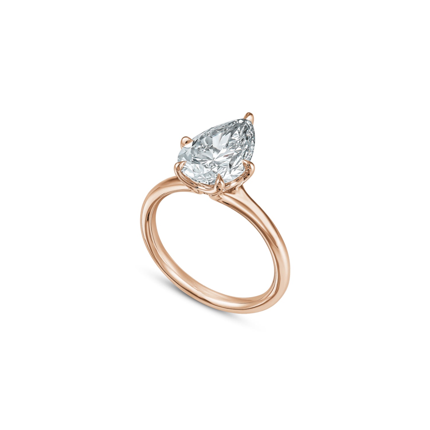 Pear-Shaped Lab-Grown Diamond Solitaire Engagement Ring in Rose Gold Side View