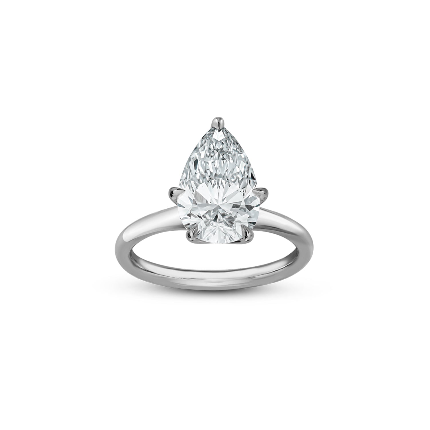 Pear-Shaped Lab-Grown Diamond Solitaire Engagement Ring in White Gold Front View