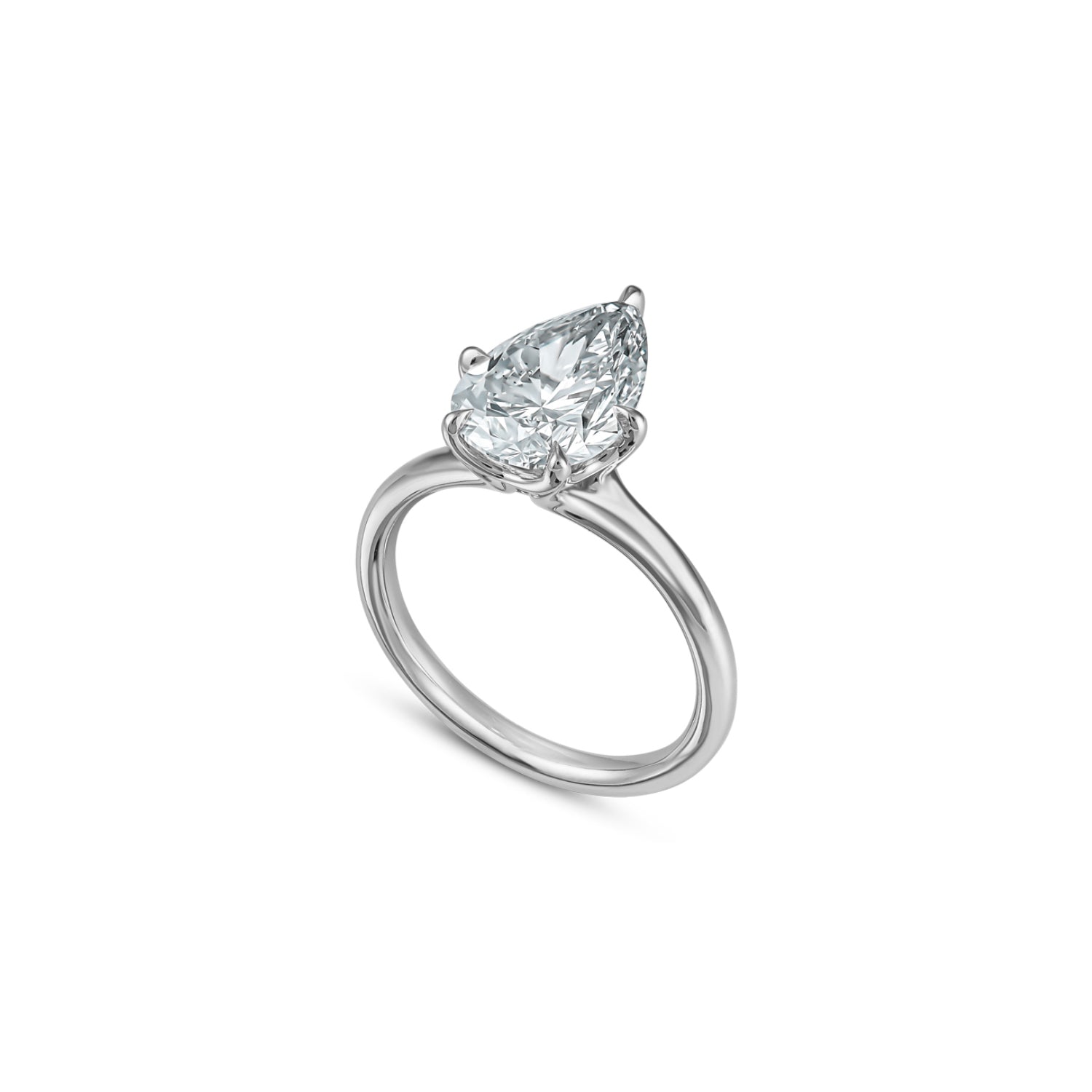 Pear-Shaped Lab-Grown Diamond Solitaire Engagement Ring in White Gold Side View