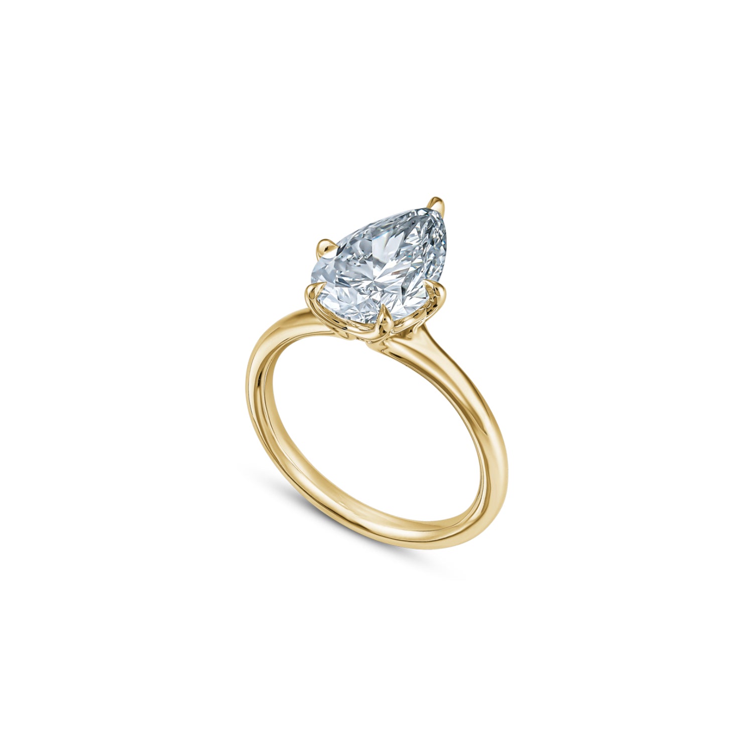 Pear-Shaped Lab-Grown Diamond Solitaire Engagement Ring in Yellow Gold Side View