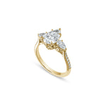 Pear-Shaped Lab-Grown Diamond Three-Stone Engagement Ring in Yellow Gold Side View