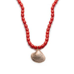 Pearl and Coral Seashell Necklace in Rose Gold Back View