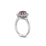 Oval-Shaped Pink Sapphire and Round Brilliant Cut Diamond Cluster Ring