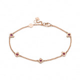 Pomegranate Ruby Five Mini Motif Bracelet in Rose Gold