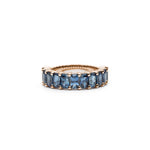 Radiant Cut Blue Sapphire Half-Eternity Ring in Rose Gold