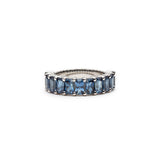 Radiant Cut Blue Sapphire Half-Eternity Ring in White Gold