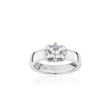 Radiant Cut Diamond Wide Band Solitaire Engagement Ring in White Gold