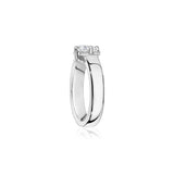 Radiant Cut Diamond Wide Band Solitaire Engagement Ring in White Gold Side View
