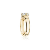 Radiant Cut Diamond Wide Band Solitaire Engagement Ring in Yellow Gold Side View