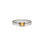 Radiant Cut Yellow Sapphire Diamond Pavé Stackable Ring in White Gold