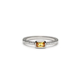 Radiant Cut Yellow Sapphire Diamond Pavé Stackable Ring in White Gold