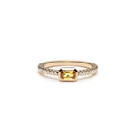 Radiant Cut Yellow Sapphire Diamond Pavé Stackable Ring in Yellow Gold