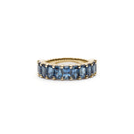 Radiant Cut Blue Sapphire Half-Eternity Ring in Yellow Gold
