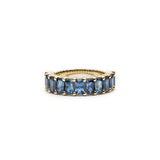 Radiant Cut Blue Sapphire Half-Eternity Ring in Yellow Gold