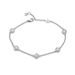 Round Brilliant Cut Diamond Five Mini Step Motif Bracelet in White Gold