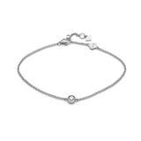 Round Brilliant Cut Diamond Bezel Chain Bracelet in White Gold