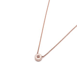 Round Brilliant Cut Diamond Bezel Necklace in Rose Gold Back View