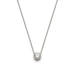 Round Brilliant Cut Diamond Bezel Necklace in White Gold