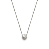 Round Brilliant Cut Diamond Bezel Necklace in White Gold