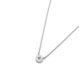 Round Brilliant Cut Diamond Bezel Necklace in White Gold Back View