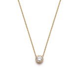 Round Brilliant Cut Diamond Bezel Necklace in Yellow Gold