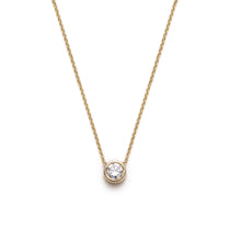 Round Brilliant Cut Diamond Bezel Necklace in Yellow Gold