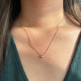 Round Brilliant Cut Diamond Bezel Necklace on a Model
